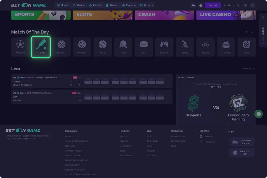 Find Cricket Markets