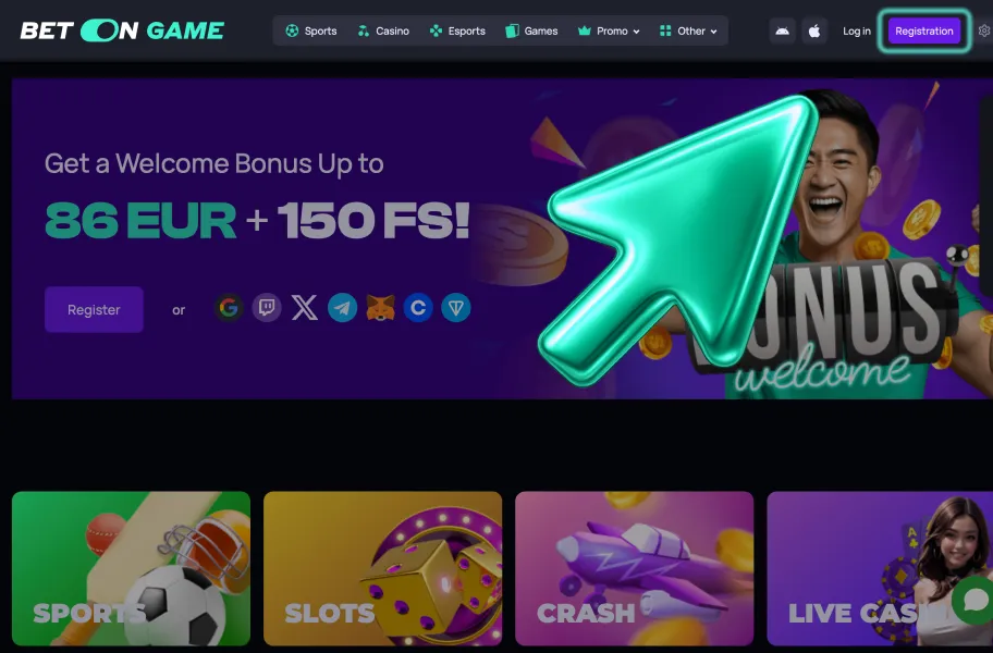 How to Claim Your BetOnGame Welcome Bonus step 1