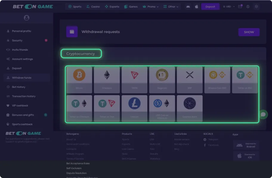 Select Withdrawal Method