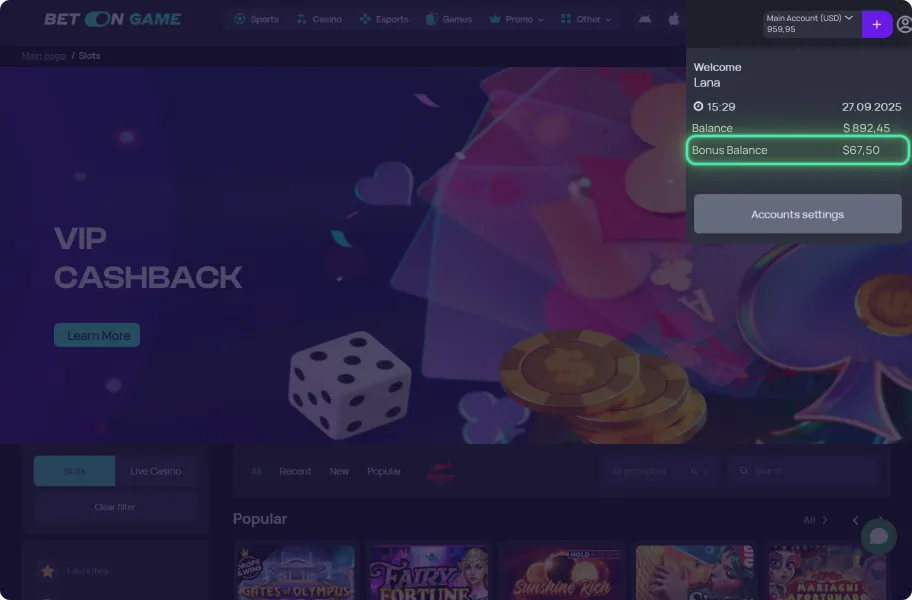 Confirm bonus activation