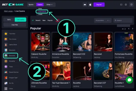 Navigate to Baccarat